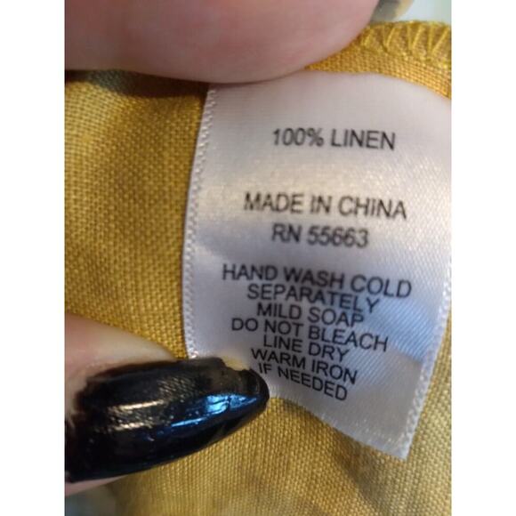Cynthia Rowley Top Mustard Yellow Linen Cropped Sz M - Picture 9 of 9